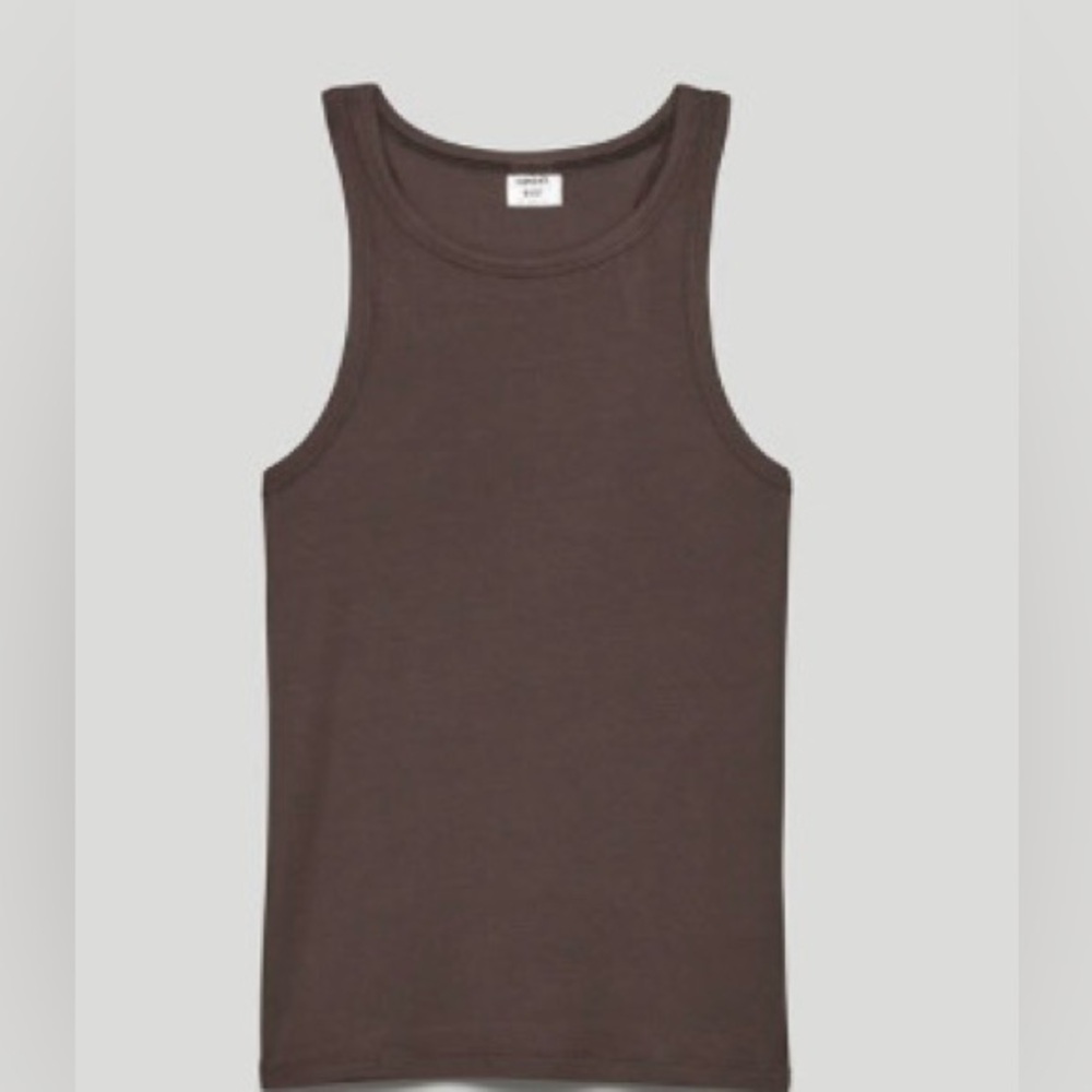Brown Ribbed Tank Top